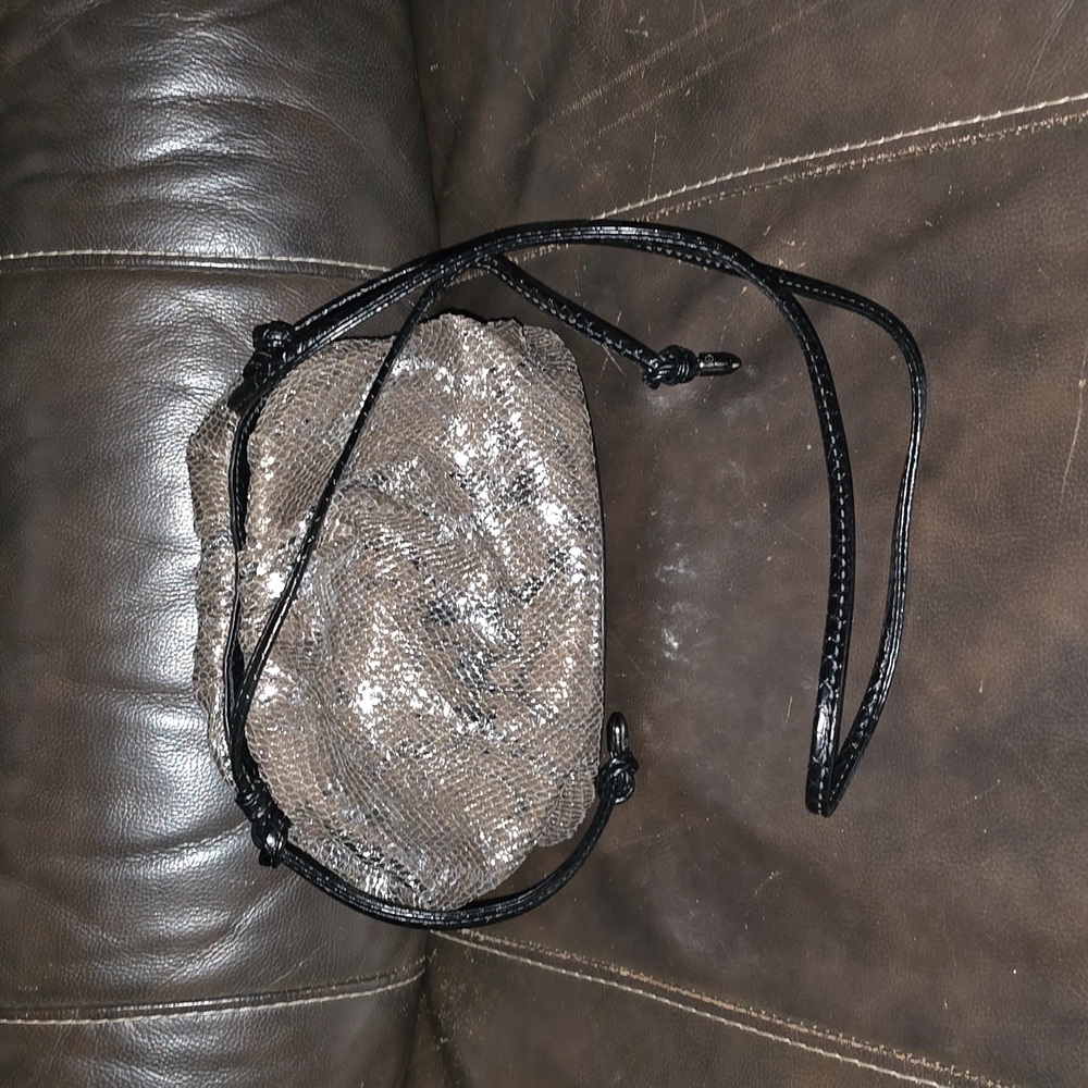 Silver animal print evening bag